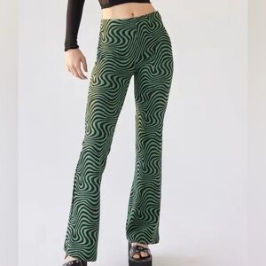Urban Outfitters Green Swirl Flare Pants Size S